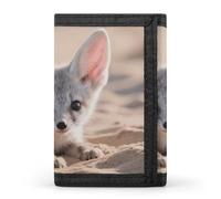 ERSTSNCK Noctiluca Bloom Trifold Wallet Front Pocket Coin Purse - Slim Credit Card Holder for Men & Women, Fennec fox, One Size, Classic