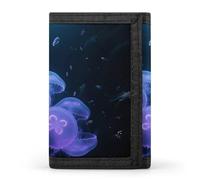 ERSTSNCK Noctiluca Bloom Trifold Wallet Front Pocket Coin Purse - Slim Credit Card Holder for Men & Women, Glowing jellyfish, One Size, Classic