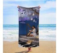 ERSTSNCK Note Cloud Tree Beach Towel Oversized 31" X 63" Absorbent Towels Quick Dry Pool Towel Lightweight Bath Towels Sandproof Beach Blanket for Gym Swimming Sports Travel Gifts