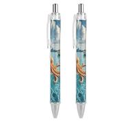 ERSTSNCK Octopus And Boat Black Ballpoint Pens Fine Point (0.5mm) Black Ink Pen Retractable Ball Point Pens with Comfortable Full Grip for Journaling, And Office Writing Ideal 2 PCS