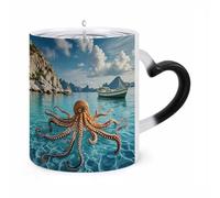 ERSTSNCK Octopus And Boat Color Changing Mug Heat Changing Coffee Mugs Funny Magic Cup Heat Sensitive Travel Mug Novelty Coffee Cups Personalized Customized Gift Idea for Men & Women 11 Oz