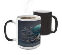 ERSTSNCK Octopus Design Color Changing Mug Heat Changing Coffee Mug Funny Magic Cup Heat Sensitive Travel Mugs Novelty Coffee Cups Personalized Customized Gift for Men Women 11 Oz