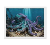 ERSTSNCK Octopus Shipwreck Compass Diamond Painting Kits for Adults 12"x16" 5D Diamond Art Kits for Beginners DIY Full Drill Round Diamonds Gem Art Crafts Painting for Home Wall Decor