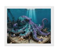 ERSTSNCK Octopus Shipwreck Compass Diamond Painting Kits for Adults 16"x20" 5D Diamond Art Kits for Beginners DIY Full Drill Round Diamonds Gem Art Crafts Painting for Home Wall Decor