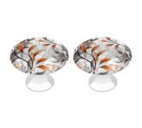 ERSTSNCK Orange and Gray Leaves Cabinet Knobs, 2-Pack Silver Stainless Steel Drawer Pulls with Screws, Elegant Hardware for Dressers, Kitchen,Cabinets & Desks