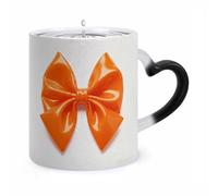 ERSTSNCK Orange Bow Color Changing Mug Heat Changing Coffee Mugs Funny Magic Cup Heat Sensitive Travel Mug Novelty Coffee Cups Personalized Customized Gift Idea for Men & Women 11 Oz