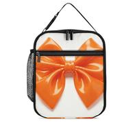 ERSTSNCK Orange Bow Lunch Bag for Adults Reusable Insulated Lunchbox Leakproof Small Lunch Box Tote for Men & Women Portable Food Cooler Bag for Work, Office, Picnics