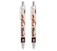 ERSTSNCK Orange - Dotted Clown Black Ballpoint Pens Fine Point (0.5mm) Black Ink Pen Retractable Ball Point Pens with Comfortable Full Grip for Journaling, And Office Writing Ideal 2 PCS