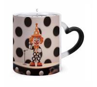 ERSTSNCK Orange - Dotted Clown Color Changing Mug Heat Changing Coffee Mugs Funny Magic Cup Heat Sensitive Travel Mug Novelty Coffee Cups Personalized Customized Gift Idea for Men & Women 11 Oz
