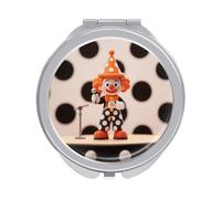 ERSTSNCK Orange - Dotted Clown Compact Mirror for Purse, Double-Sided 1x/2x Magnifying Metal Pocket Makeup Mirrors, Folding Mini Vanity Mirror, Handheld Round Travel Cosmetic Mirrors for Women