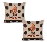 ERSTSNCK Orange - Dotted Clown Pillow Covers 18"x18"（2pcs） Linen Throw Pillow Covers - Double Sided Decorative Square Cushion Cases for Sofa, Bed, Chair (No Insert Included)