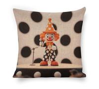 ERSTSNCK Orange - Dotted Clown Pillow Covers 18"x18" Linen Throw Pillow Covers - Double Sided Decorative Square Cushion Cases for Sofa, Bed, Chair (No Insert Included)