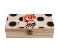 ERSTSNCK Orange - Dotted Clown Wooden Storage Box Elegant Retro Jewelry Box with Hinged Lid Decorative Keepsake Boxes Decor Handmade Organizer Boxes for Wedding, Party, Gift, Diy Craft, Home Decor