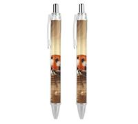 ERSTSNCK Orange Ladybug on Beige Background Black Ballpoint Pens Fine Point (0.5mm) Black Ink Pen Retractable Ball Point Pens with Comfortable Full Grip for Journaling, And Office Writing Ideal 2 PCS