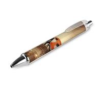 ERSTSNCK Orange Ladybug on Beige Background Black Ballpoint Pens Fine Point (0.5mm) Black Ink Pen Retractable Ball Point Pens with Comfortable Full Grip for Journaling, And Office Writing Ideal 1 PCS