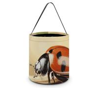 ERSTSNCK Orange Ladybug on Beige Background Halloween Candy Buckets Reusable Tote Candy Bag - Trick Or Treat Goody Bag with Handles