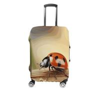 ERSTSNCK Orange Ladybug on Beige Background Luggage Suitcase Covers Elastic Washable Cute Luggage Protector Travel Suitcase Protective Cover For Adult (Fit 19-32 Inch Luggages) X-Large, white, M