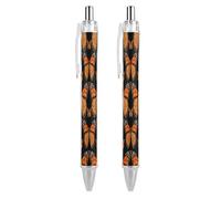 ERSTSNCK Orange Monarch Butterflies Black Ballpoint Pens Fine Point (0.5mm) Black Ink Pen Retractable Ball Point Pens with Comfortable Full Grip for Journaling, And Office Writing Ideal 2 PCS