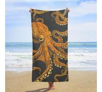 ERSTSNCK Orange Octopus Pattern Beach Towel Oversized 31" X 63" Absorbent Towels Quick Dry Pool Towel Lightweight Bath Towels Sandproof Beach Blanket for Gym Swimming Sports Travel Gifts