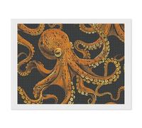 ERSTSNCK Orange Octopus Pattern Diamond Painting Kits for Adults 12"x16" 5D Diamond Art Kits for Beginners DIY Full Drill Round Diamonds Gem Art Crafts Painting for Home Wall Decor