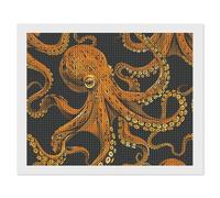 ERSTSNCK Orange Octopus Pattern Diamond Painting Kits for Adults 16"x20" 5D Diamond Art Kits for Beginners DIY Full Drill Round Diamonds Gem Art Crafts Painting for Home Wall Decor