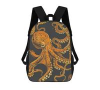 ERSTSNCK Orange Octopus Pattern Laptop Backpack for Travel Work Cute Bookbag Computer Backpack Casual Daypack
