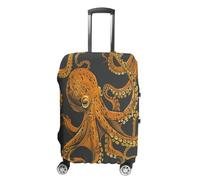ERSTSNCK Orange Octopus Pattern Luggage Suitcase Covers Elastic Washable Cute Luggage Protector Travel Suitcase Protective Cover For Adult (Fit 19-32 Inch Luggages) X-Large, white, S, Orange Octopus