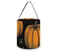ERSTSNCK Orange Pumpkin Pattern Halloween Candy Buckets Reusable Tote Candy Bag - Trick Or Treat Goody Bag with Handles