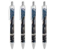 ERSTSNCK Orca Killer Whale Black Ballpoint Pens Fine Point (0.5mm) Black Ink Pen Retractable Ball Point Pens with Comfortable Full Grip for Journaling, And Office Writing Ideal 4 PCS
