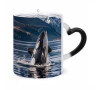 ERSTSNCK Orca Killer Whale Color Changing Mug Heat Changing Coffee Mugs Funny Magic Cup Heat Sensitive Travel Mug Novelty Coffee Cups Personalized Customized Gift Idea for Men & Women 11 Oz