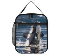 ERSTSNCK Orca Killer Whale Lunch Bag for Adults Reusable Insulated Lunchbox Leakproof Small Lunch Box Tote for Men & Women Portable Food Cooler Bag for Work, Office, Picnics