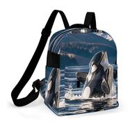 ERSTSNCK Orca Killer Whale Small Backpack for Women Mini Backpack Purse Travel Fashion Roomy Shoulder Handbag