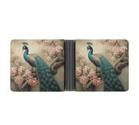 ERSTSNCK Oriental Peacock on Flower Tree Wallet for Men Bifold Rfid Blocking Slim Money Clip Front Pocket Wallet Card Holder