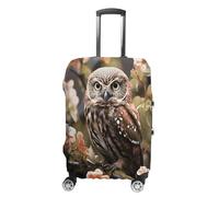 ERSTSNCK Owl And Flower Luggage Suitcase Covers Elastic Washable Cute Luggage Protector Travel Suitcase Protective Cover For Adult (Fit 19-32 Inch Luggages) X-Large, white, XL, Owl and Flower