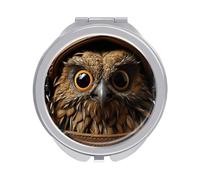 ERSTSNCK Owl Eyes Compact Mirror for Purse, Double-Sided 1x/2x Magnifying Metal Pocket Makeup Mirrors, Folding Mini Vanity Mirror, Handheld Round Travel Cosmetic Mirrors for Women