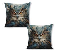 ERSTSNCK Owl Pillow Covers 18"x18"（2pcs） Linen Throw Pillow Covers - Double Sided Decorative Square Cushion Cases for Sofa, Bed, Chair (No Insert Included)