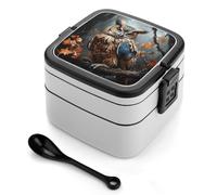 ERSTSNCK Owl Print Bento Box 1000ml Leak Proof Lunch Container with Removable Dividers & Spoon - BPA-Free PP Stackable Lunch Box for Work, Office, Picnic, Travel, Dining Out