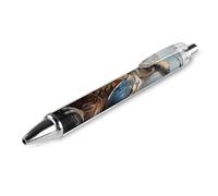 ERSTSNCK Owl Print Black Ballpoint Pens Fine Point (0.5mm) Black Ink Pen Retractable Ball Point Pens with Comfortable Full Grip for Journaling, And Office Writing Ideal 1 PCS