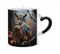 ERSTSNCK Owl Print Color Changing Mug Heat Changing Coffee Mugs Funny Magic Cup Heat Sensitive Travel Mug Novelty Coffee Cups Personalized Customized Gift Idea for Men & Women 11 Oz