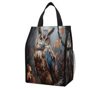 ERSTSNCK Owl Print Insulated Lunch Bag Leakproof Insulated Cooler Bags Reusable Cooler Tote Foldable Lunchbox for Adult Women Men for Work Travel Picnic