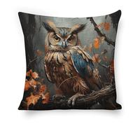 ERSTSNCK Owl Print Pillow Covers 18"x18" Linen Throw Pillow Covers - Double Sided Decorative Square Cushion Cases for Sofa, Bed, Chair (No Insert Included)
