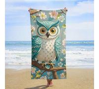 ERSTSNCK Owl Spring Flowers Turquoise Beach Towel Oversized 31" X 63" Absorbent Towels Quick Dry Pool Towel Lightweight Bath Towels Sandproof Beach Blanket for Gym Swimming Sports Travel Gifts