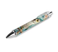 ERSTSNCK Owl Spring Flowers Turquoise Black Ballpoint Pens Fine Point (0.5mm) Black Ink Pen Retractable Ball Point Pens with Comfortable Full Grip for Journaling, And Office Writing Ideal 1 PCS