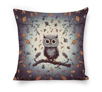 ERSTSNCK Owl Tree Branches Pillow Covers 18"x18" Linen Throw Pillow Covers - Double Sided Decorative Square Cushion Cases for Sofa, Bed, Chair (No Insert Included)