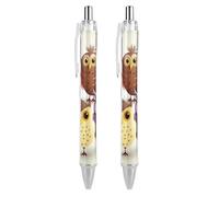 ERSTSNCK Owls Birds Black Ballpoint Pens Fine Point (0.5mm) Black Ink Pen Retractable Ball Point Pens with Comfortable Full Grip for Journaling, And Office Writing Ideal 2 PCS