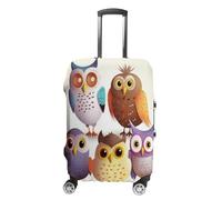 ERSTSNCK Owls Birds Luggage Suitcase Covers Elastic Washable Cute Luggage Protector Travel Suitcase Protective Cover For Adult (Fit 19-32 Inch Luggages) X-Large, white, S, Owls Birds