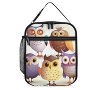ERSTSNCK Owls Birds Lunch Bag for Adults Reusable Insulated Lunchbox Leakproof Small Lunch Box Tote for Men & Women Portable Food Cooler Bag for Work, Office, Picnics