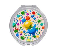 ERSTSNCK Paint Splatter Pattern Compact Mirror for Purse, Double-Sided 1x/2x Magnifying Metal Pocket Makeup Mirrors, Folding Mini Vanity Mirror, Handheld Round Travel Cosmetic Mirrors for Women