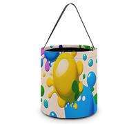 ERSTSNCK Paint Splatter Pattern Halloween Candy Buckets Reusable Tote Candy Bag - Trick Or Treat Goody Bag with Handles