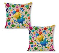 ERSTSNCK Paint Splatter Pattern Pillow Covers 18"x18"（2pcs） Linen Throw Pillow Covers - Double Sided Decorative Square Cushion Cases for Sofa, Bed, Chair (No Insert Included)